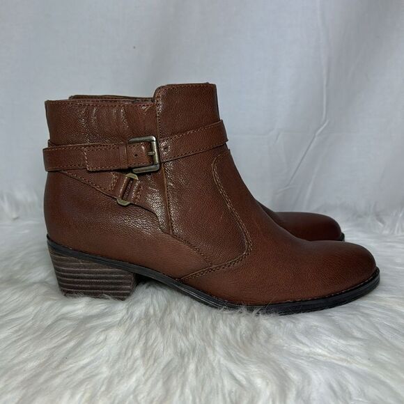 Naturalizer NWOT Zakira Brown Leather Strappy Ankle Boots Sz 8 - Picture 4 of 6